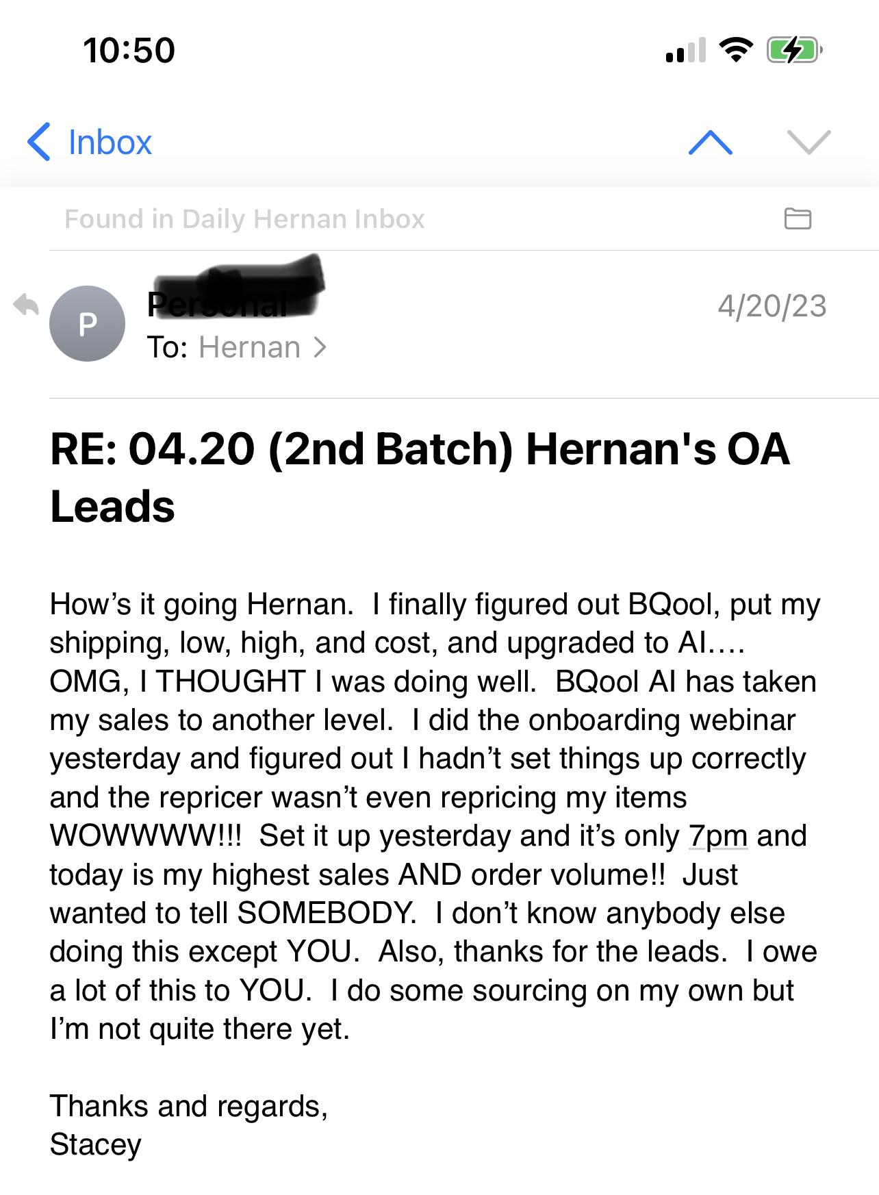 Online arbitrage leads result from My OA Leads member